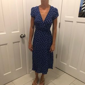 Forever21 blue+polka dot wrap dress